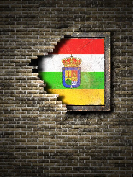 Oude vlag van La rioja in bakstenen muur — Stockfoto