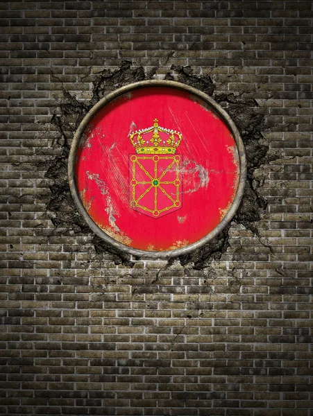 Antigua bandera de Navarra en muro de ladrillo —  Fotos de Stock