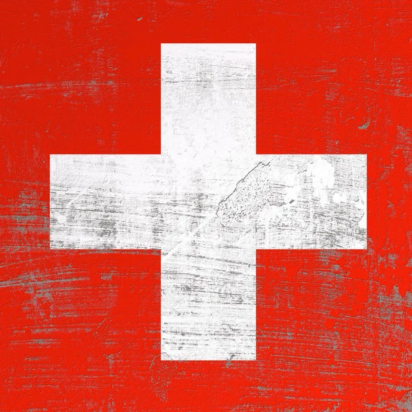 被划伤的瑞士旗子 — 图库照片
