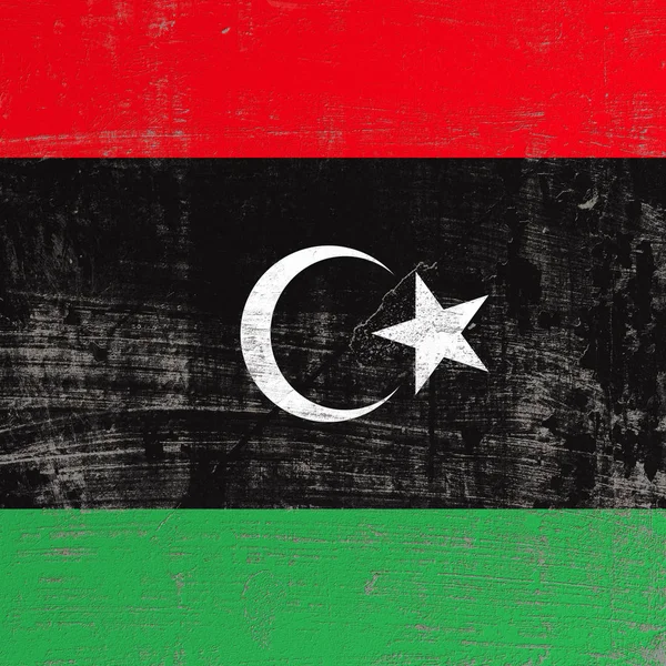 Libysche Flagge zerkratzt — Stockfoto