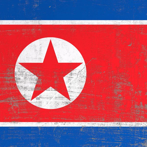 Bandeira da Coreia do Norte riscada — Fotografia de Stock