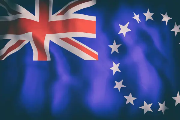Cook-szigetek zászló integetett — Stock Fotó