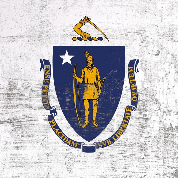 Scratched Massachusetts flag — Stock Photo, Image