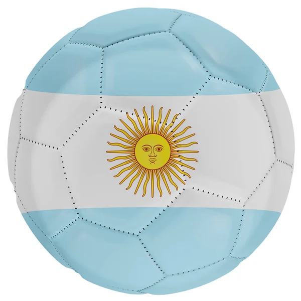 Drapeau argentin sur un ballon de football — Photo
