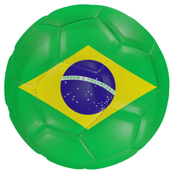 巴西国旗上足球球 — 图库照片