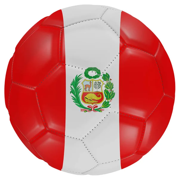 축구공에 앉아 있는 페루 국기 — 스톡 사진