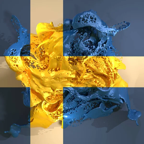 Szwecja flaga cieczy — Zdjęcie stockowe