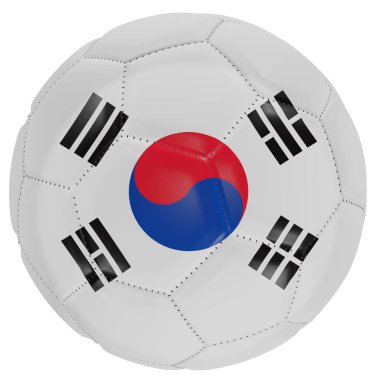 Bir futbol topunda Güney Kore bayrağı