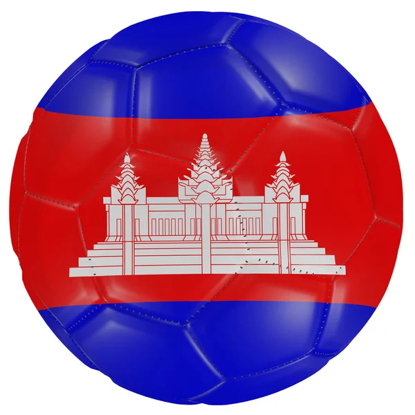 Bandeira do Camboja em uma bola de futebol — Fotografia de Stock