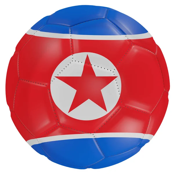 Bendera Korea Utara pada bola sepak — Stok Foto