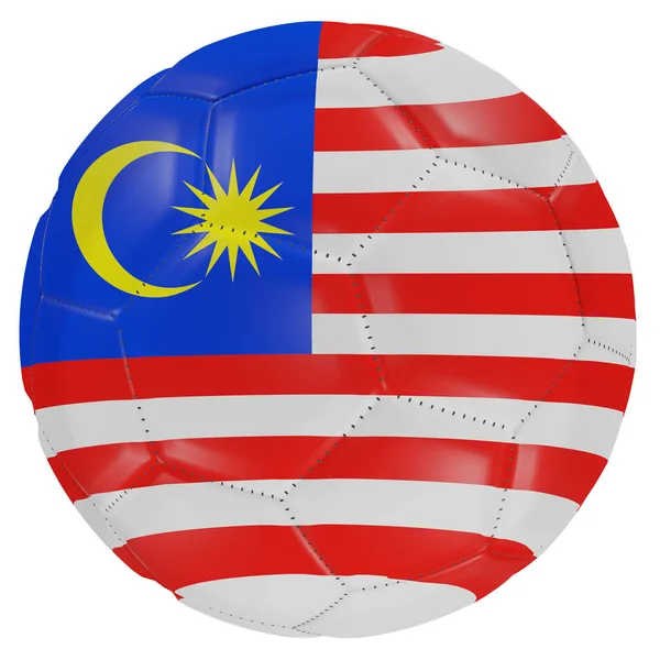 Bandeira da Malásia em uma bola de futebol — Fotografia de Stock