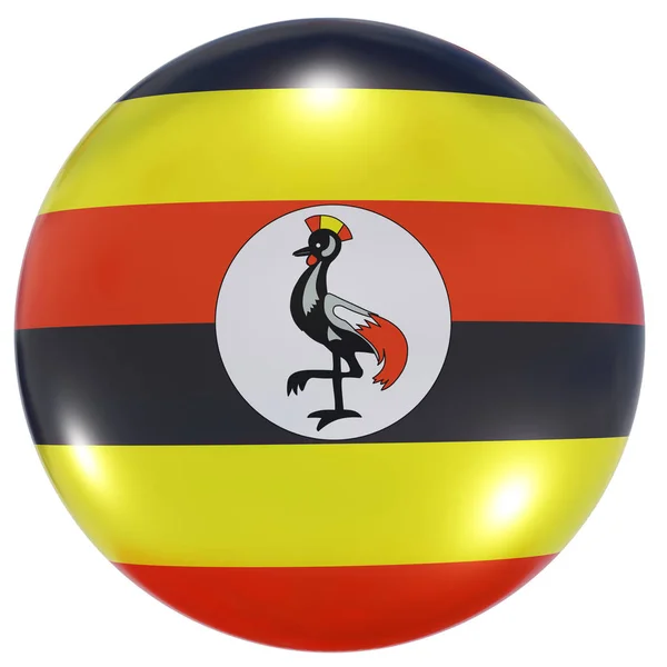 Botão de bandeira nacional Uganda — Fotografia de Stock