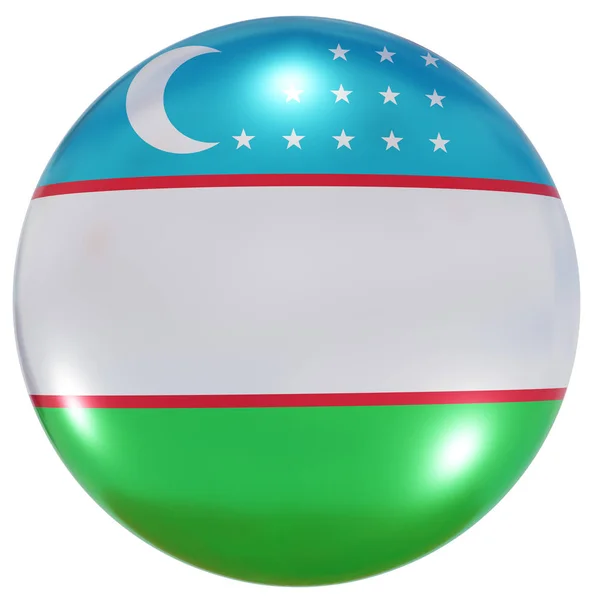 Uzbekistan national flag button — 스톡 사진