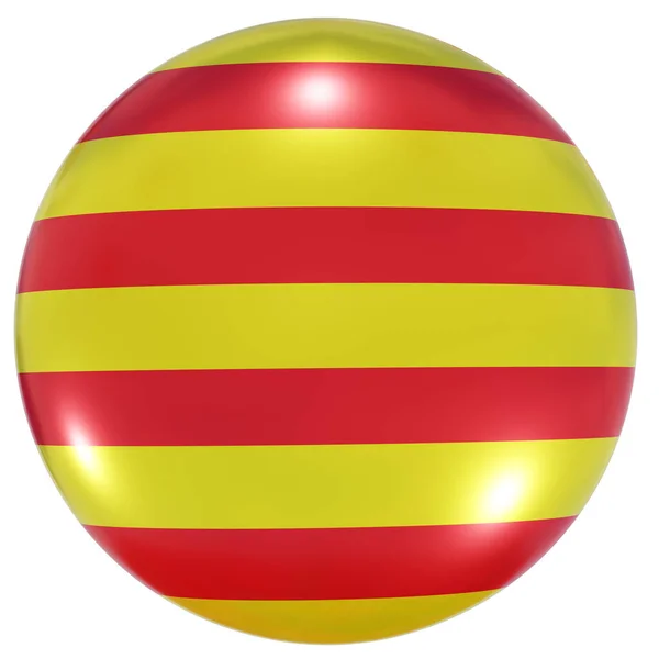 Återgivning Katalansk Gemenskapsflagga Cirkel Ikon Isolerad Vit Bakgrund — Stockfoto