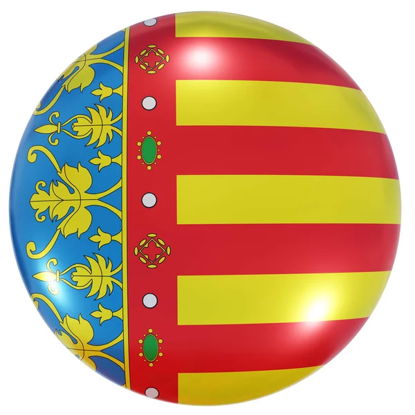 Återgivning Valenciansk Gemenskapsflagga Cirkel Ikon Isolerad Vit Bakgrund — Stockfoto