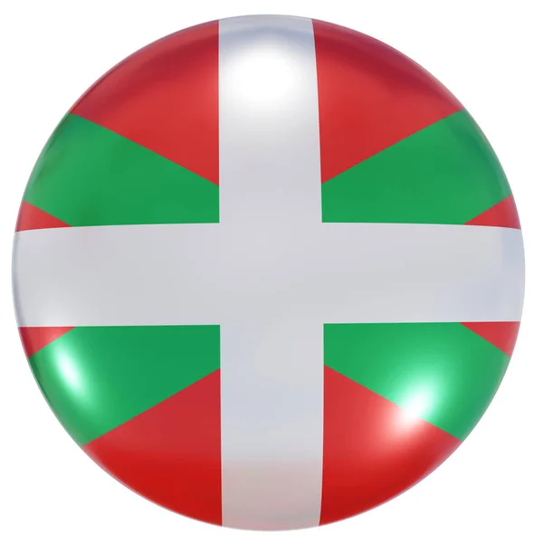 Renderowanie Baskijskiej Flagi Kraju Wspólnoty Hiszpańskiej Ikonie Koła Izolowane Białym — Zdjęcie stockowe