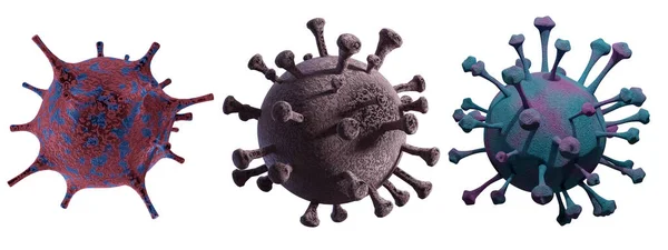 Rendering Simulated Microcospic View Some Bacterium Coronavirus Covic19 Isolated White — Stock Photo, Image