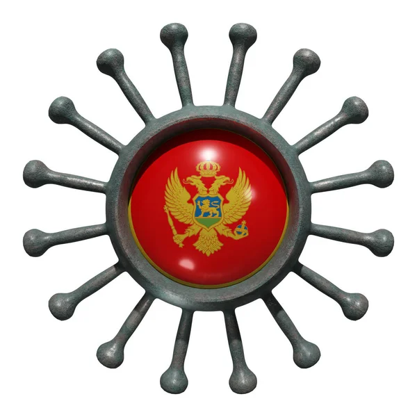 Het Aanbrengen Van Een Nationale Montenegro Vlag Een Virusgezelschap19 Concept — Stockfoto