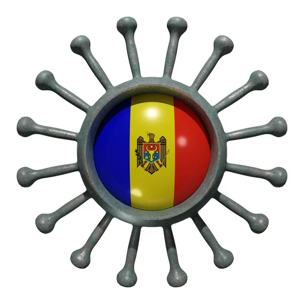 Het Aanbrengen Van Een Nationale Moldavische Vlag Een Virusdeel19 Concept — Stockfoto