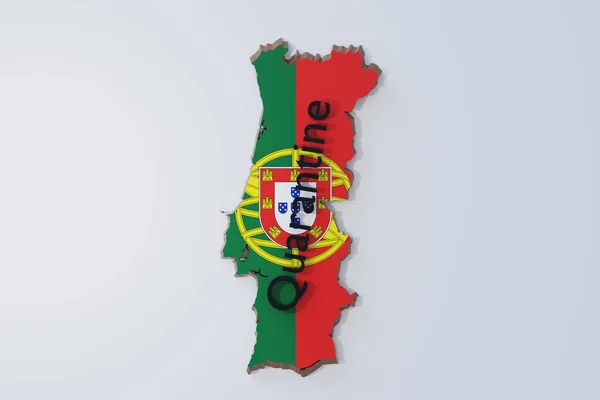 Рендеринг Карты Португалии Закрыт Карантина Условиях Кризиса Ковид — стоковое фото