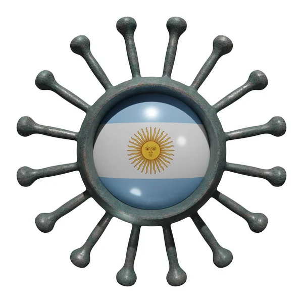 Representación Una Bandera Nacional Argentina Sobre Virus Covid19 Concepto Lucha — Foto de Stock