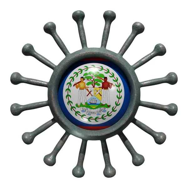 Renderowanie Narodowej Flagi Belize Nad Przenoszonym Wirusem19 Koncepcja Walki Krajów — Zdjęcie stockowe