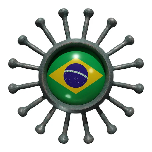Darstellung Einer Brasilianischen Nationalflagge Über Einem Virus Covid19 Konzept Des — Stockfoto