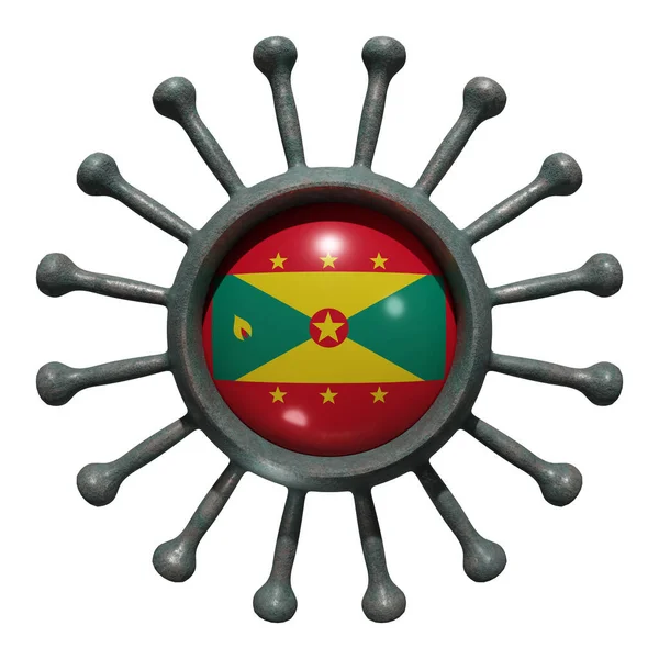 Рендеринг Національного Прапора Гренади Над Вірусом Covid19 Концепція Боротьби Країн — стокове фото