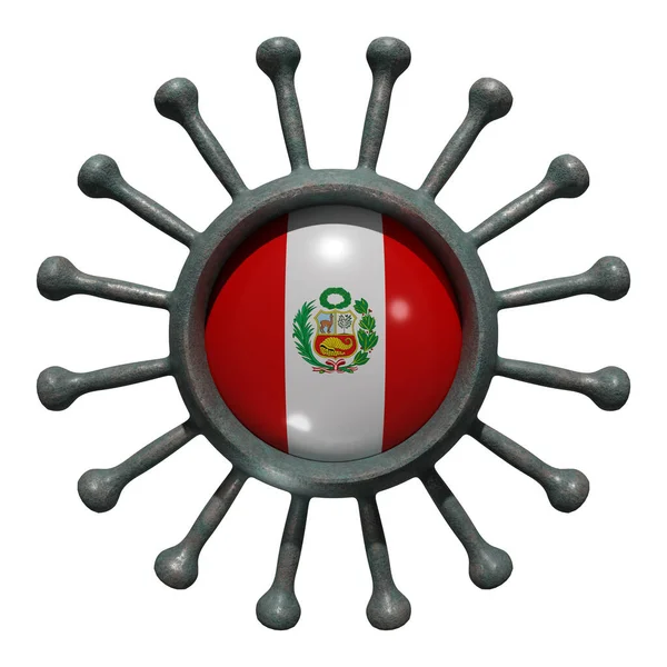 Зображення Національного Перуанського Прапора Над Вірусом Covid19 Концепція Боротьби Країн — стокове фото