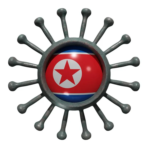 Vykreslování Národní Severokorejské Vlajky Nad Virovou Úmluvou19 Koncept Boje Zemí — Stock fotografie