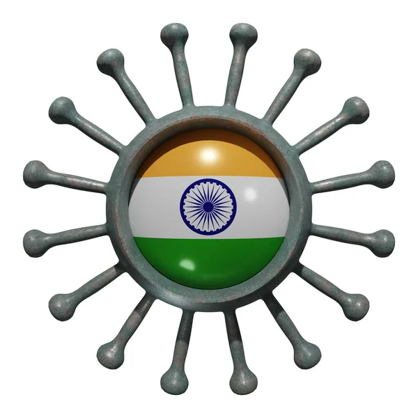 Rendering National India Flag Virus Covid19 Concept Fight Countries Pandemic — Stock Photo, Image