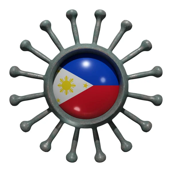 Återgivning Nationell Filippinsk Flagga Över Ett Virus Som Delats19 Begreppet — Stockfoto