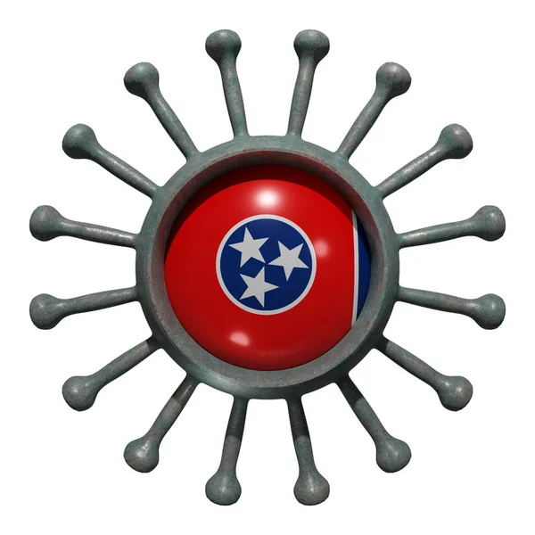 Renderizado Una Bandera Tennessee State Usa Sobre Virus Covid19 Concepto —  Fotos de Stock