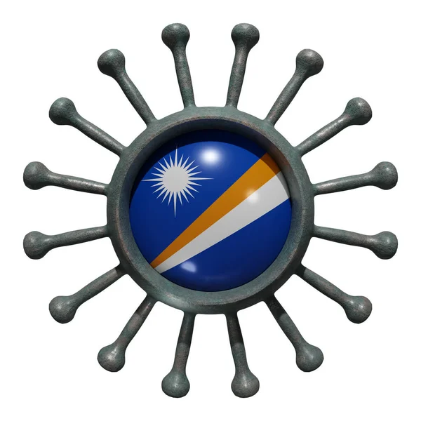 Representación Una Bandera Nacional Las Islas Marshall Sobre Virus Covid19 — Foto de Stock