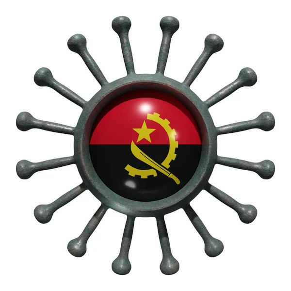 Зображення Національного Прапора Анголи Над Вірусом Covid19 Концепція Боротьби Країн — стокове фото