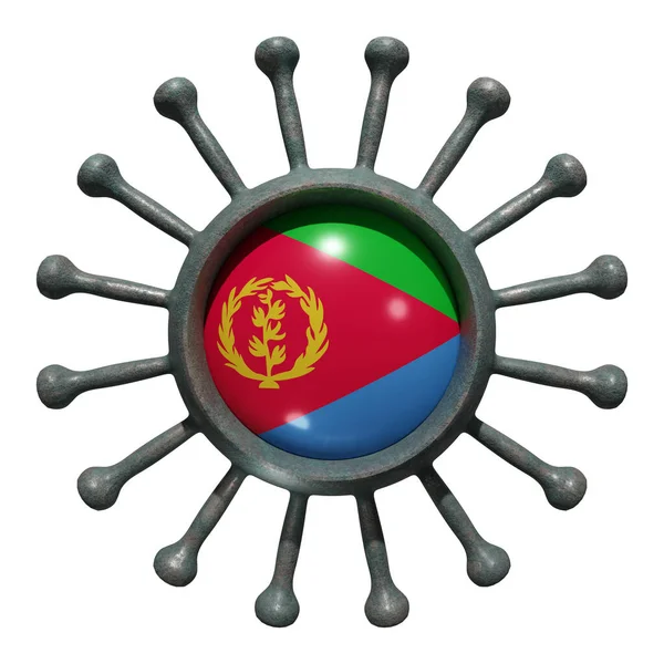 Рендеринг Національного Прапора Еритреї Над Вірусом Covid19 Концепція Боротьби Країн — стокове фото