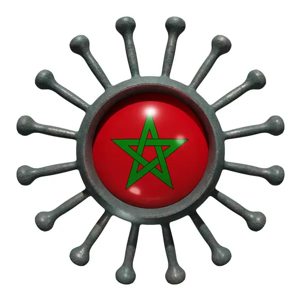 Απόδοση Μιας Εθνικής Σημαίας Του Μαρόκου Πάνω Από Έναν Covid19 — Φωτογραφία Αρχείου
