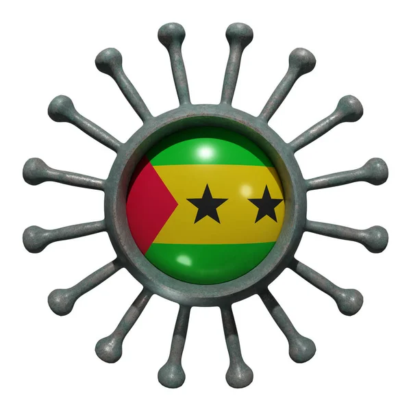 Renderowanie Flagi Narodowej Sao Tome Principe Nad Przenoszonym Wirusem19 Koncepcja — Zdjęcie stockowe