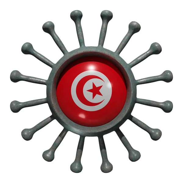 Återgivning Nationell Tunisisk Flagga Över Ett Virus Som Delats19 Begreppet — Stockfoto