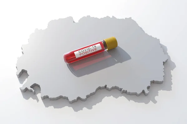 Rendering Covid Test Tube Map Macedonia — Stock Photo, Image