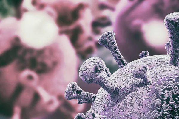 Representación Una Vista Microscópica Simulada Bacteria Del Coronavirus Covid — Foto de Stock