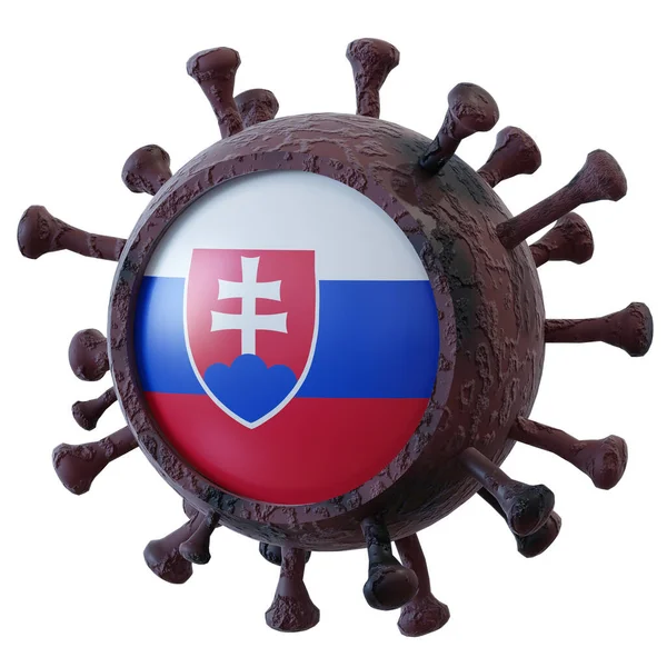 렌더링 렌더링 슬로바키아 국기를 바이러스 붙이는 세계적 유행병에 맞서는 나라들의 — 스톡 사진