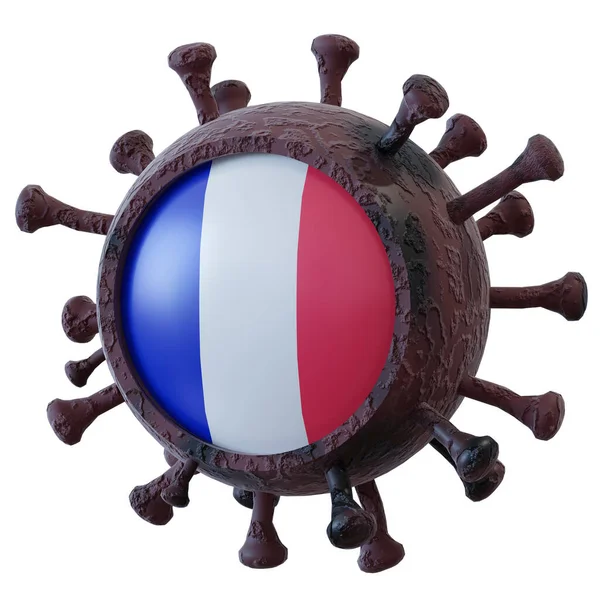 Het Aanbrengen Van Een Nationale Franse Vlag Een Virus Covid19 — Stockfoto