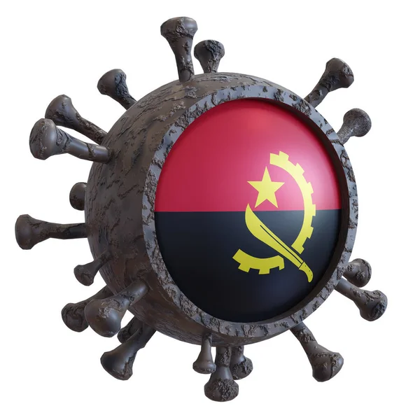 Rendering National Angola Flag Virus Covid19 Concept Fight Countries Pandemic — Stock Photo, Image
