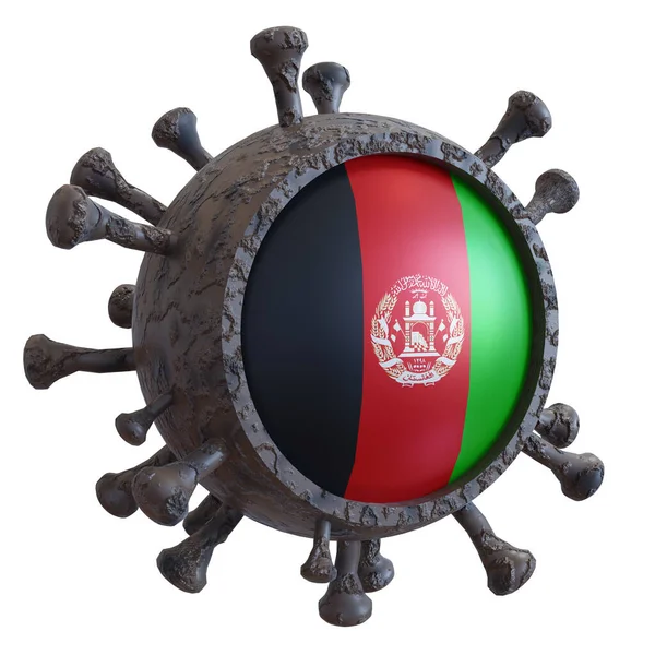 Representación Una Bandera Nacional Afganistán Sobre Virus Covid19 Concepto Lucha — Foto de Stock