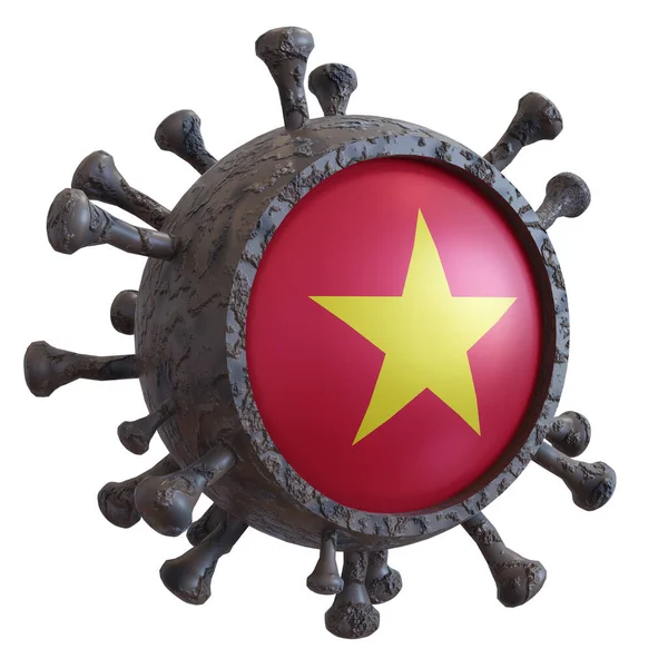 Weergave Van Een Nationale Vietnam Vlag Een Virus Covid19 Concept — Stockfoto
