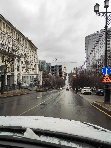 Khabarovsk Russia April 2020 City Street Morning — Stock Photo, Image