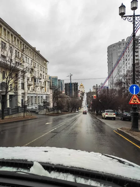 Chabarowsk Russland April 2020 Stadtstraße Morgen — Stockfoto