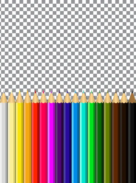 Lápices de colores sobre un fondo transparente para el diseño — Vector de stock