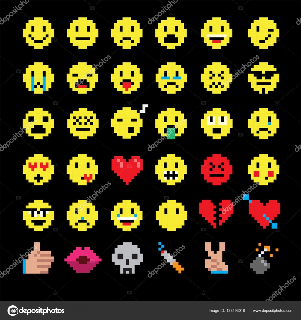 Pixel Art Emoticons Vector Pixel Art Of Smiley Emoticon